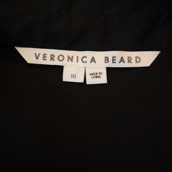 Veronica Beard Polina Black Dress Open Drape Back Cotton Shirt Dress Size 10 - Picture 8 of 9